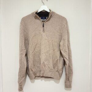 Brooks Brothers 100% Merino Wool Beige Zip-up Pullover